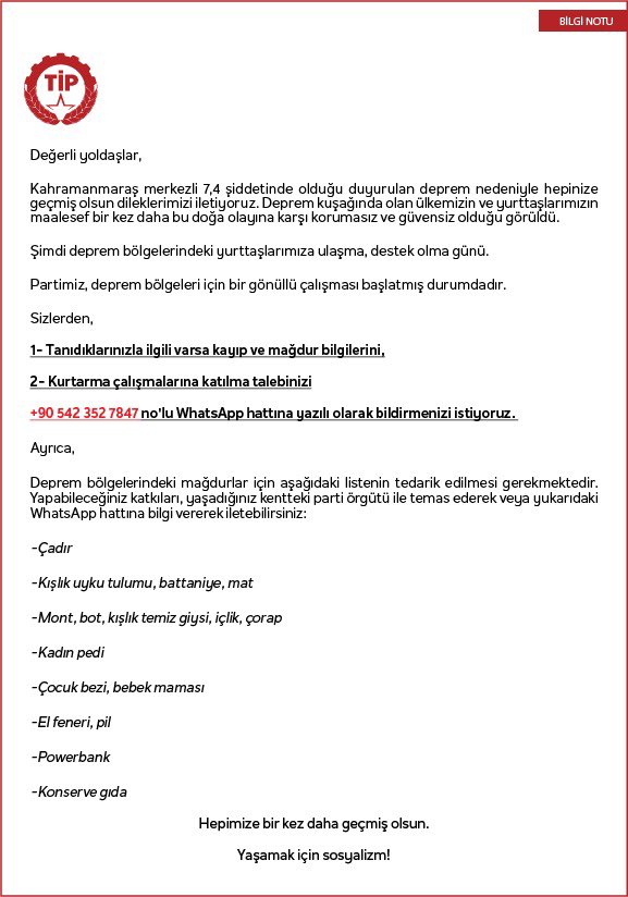 Dayanışma zamanı arkadaşlar! #Kahramanmaraş #Gaziantep #Hatay #Adana #Mersin #Diyarbakır