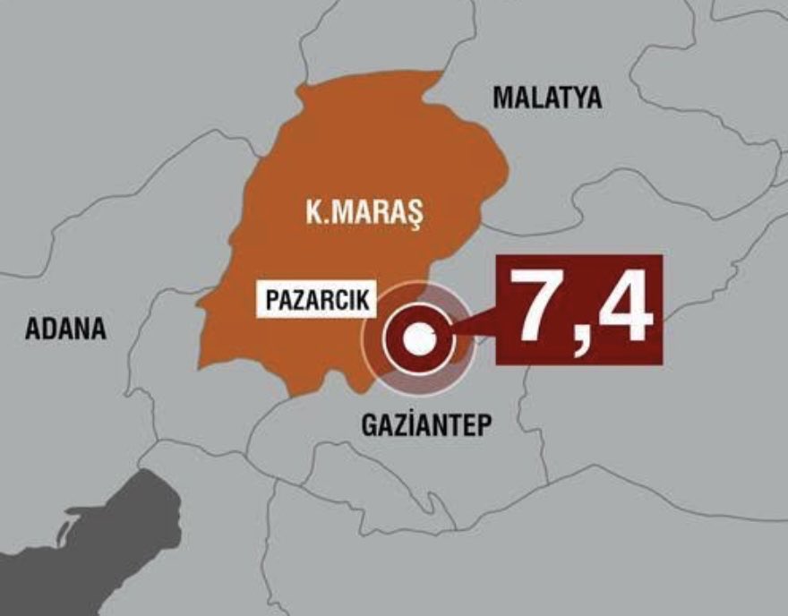 Birçok ilimizde hissedilen, Kahramanmaraş Pazarcık merkezli 7,4 büyüklüğündeki depremden gelen haberler ile üzüntümüz artıyor. 
Etkilenen tüm vatandaşlarımıza ve milletimize geçmiş olsun.