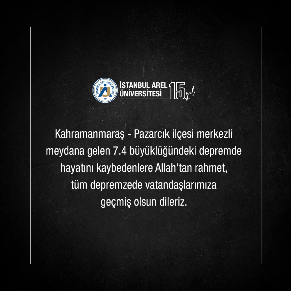Kahramanmaraş - Pazarcık ilçesi merkezli meydana gelen 7.4 büyüklüğündeki depremde hayatını kaybedenlere Allah'tan rahmet, tüm depremzede vatandaşlarımıza geçmiş olsun dileriz. #deprem

#Kahramanmaras
#Osmaniye
#Kilis
#Gaziantep 
#Diyarbakır
#Malatya
#Adana 
#Hatay 
#Şanlıurfa