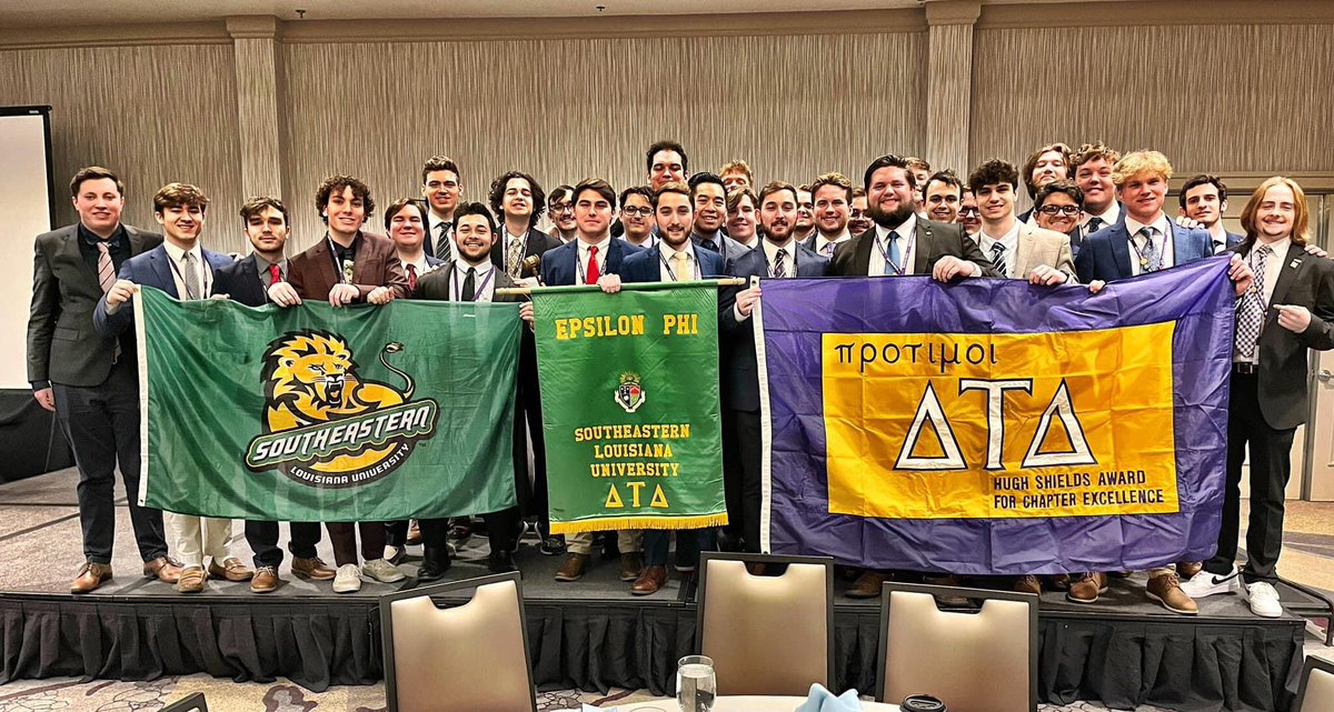 GenePregeant's tweet photo. @sludelts had a great weekend in Atlanta. Great conference. Great brotherhood. And their 22nd Hugh Shields flag, awarded annually to the country’s top ten chapters. Advising these guys is a humbling honor. https://t.co/Yxqdjy0KwI