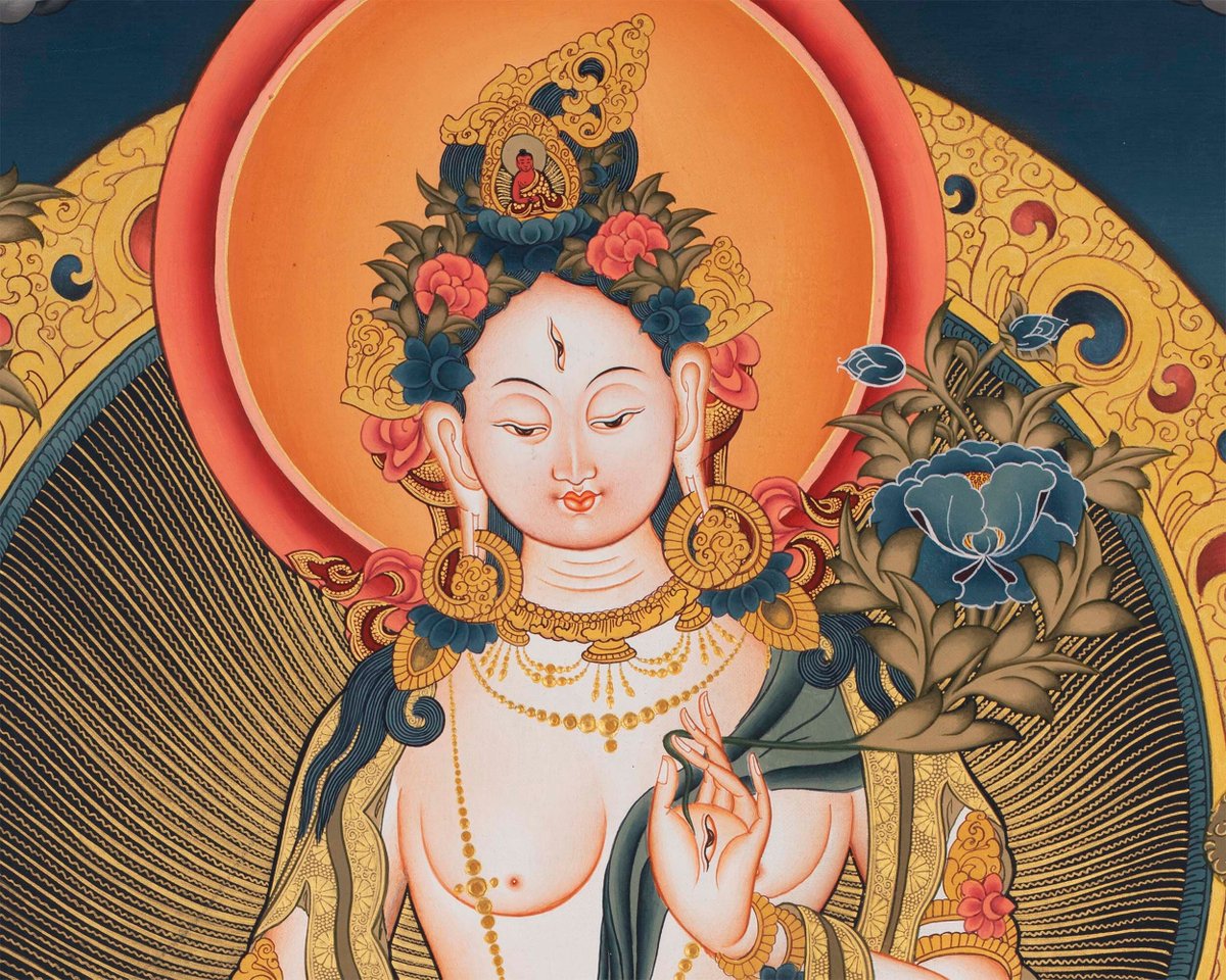 Ritualthanka's tweet photo. Excited to share the latest addition to my #etsy shop: Big White Arya Tara Original Handmade Tibetan Thangka | Mother Of Compassion And Wisdom | Spiritual Meditation For Positive Energy and Peace https://t.co/erxSCEkZei #kitchendining #stretchedcanvas #abstract #vertic https://t.co/nC6eidRpGn