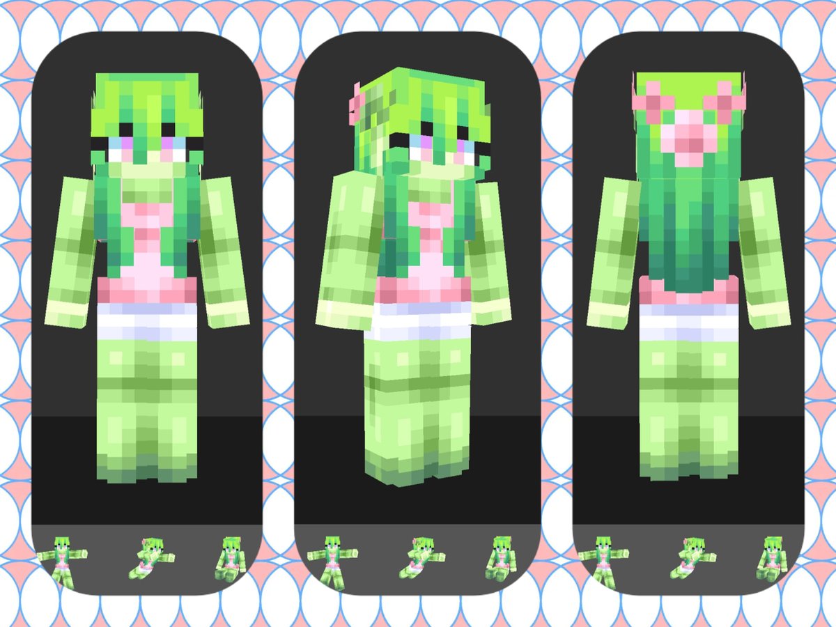 PaladarZNG_XX2's tweet image. These are some of the skins I made for a great friend and artist, @SugarJoySpark
These skins represent her OCs: Felicity, Faunia and Lumi.
I hope you like them :3
Pdt: Jaja, al chile
#Minecraft #mcskin #Minecraftjava