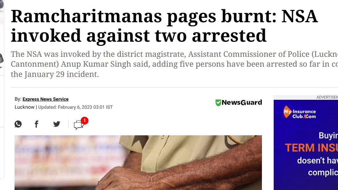 JournalistNBP's tweet photo. लखनऊ में दमन पर उतरी सरकार..रामचरित मानस की विवादित चौपाइयों की फोटो कॉपी जलाने के आरोप मेंं जेल भेजे गए पांच आरोपियों में से सत्येन्द्र कुशवाहा और सलीम पर NSA यानि राष्ट्रीय सुरक्षा कानून की धारा बढ़ाई गई। https://t.co/QEMv74OaRW