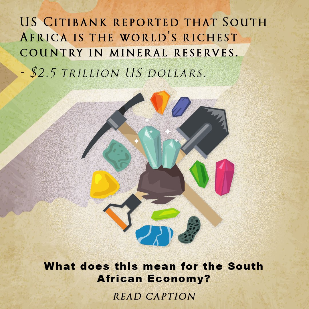 As diverse as South African Mineral Reserves are, they have proven to be high in Metallic resources, providing around 88% of the worlds platinum-group metals. 

With the help of #Entrepreneurship, the #economy can leverage these resources to strengthen economic growth. 
#africa