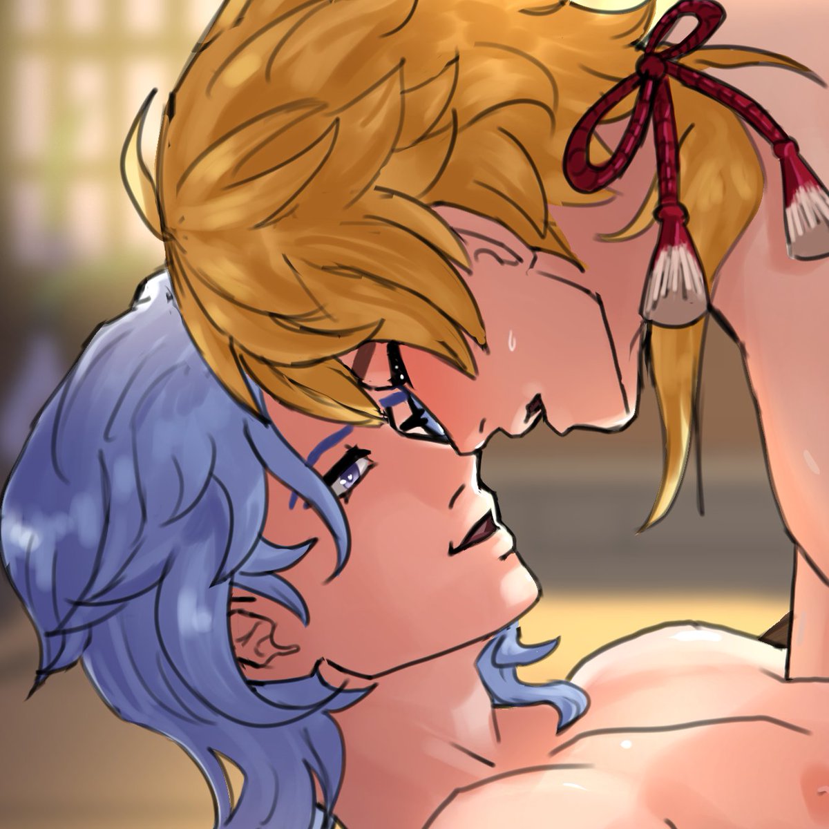 trom_boom's tweet photo. Thoma can't keep up with Ayato #nsfw https://t.co/uvz6PiSC6R
