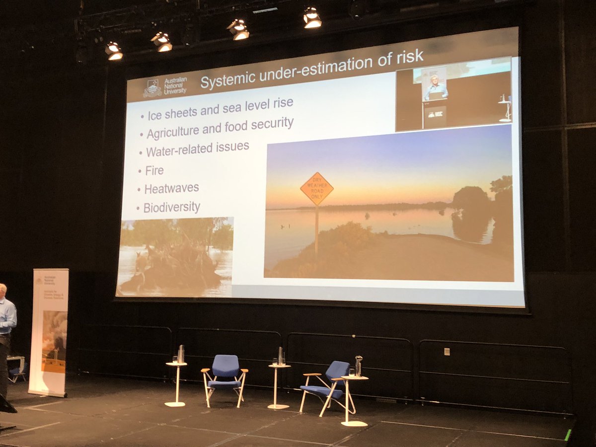 claredecastella's tweet photo. We are systemically underestimating climate risk says @ProfMarkHowden   There are a huge number of emission reduction options BUT we urgently need to dial up implementation &amp; financing as it is totally inadequate #ANUClimateUpdate23 https://t.co/hdlz1WbO3X
