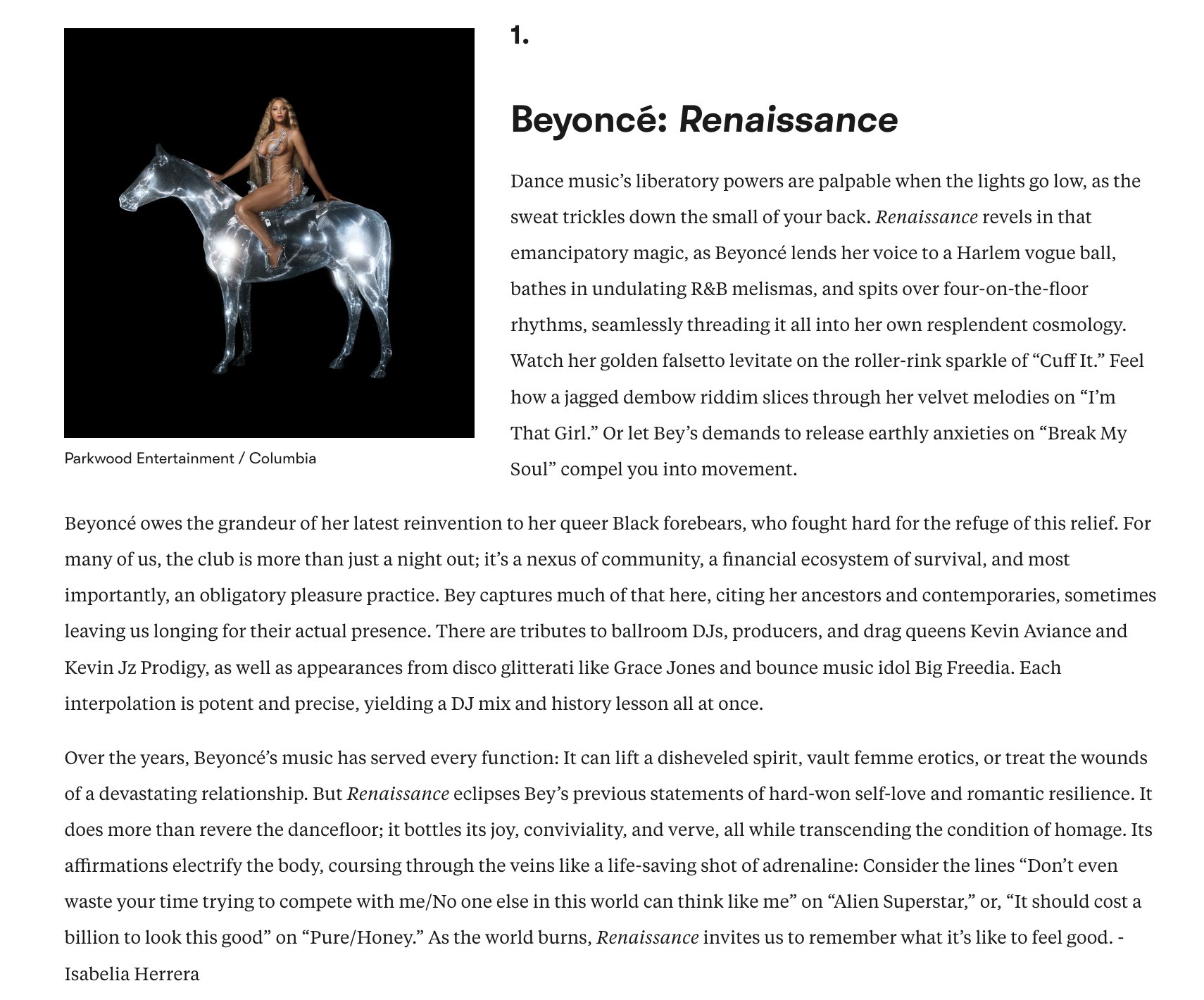 Pitchfork on Twitter "Beyoncé's Renaissance will always be our Album