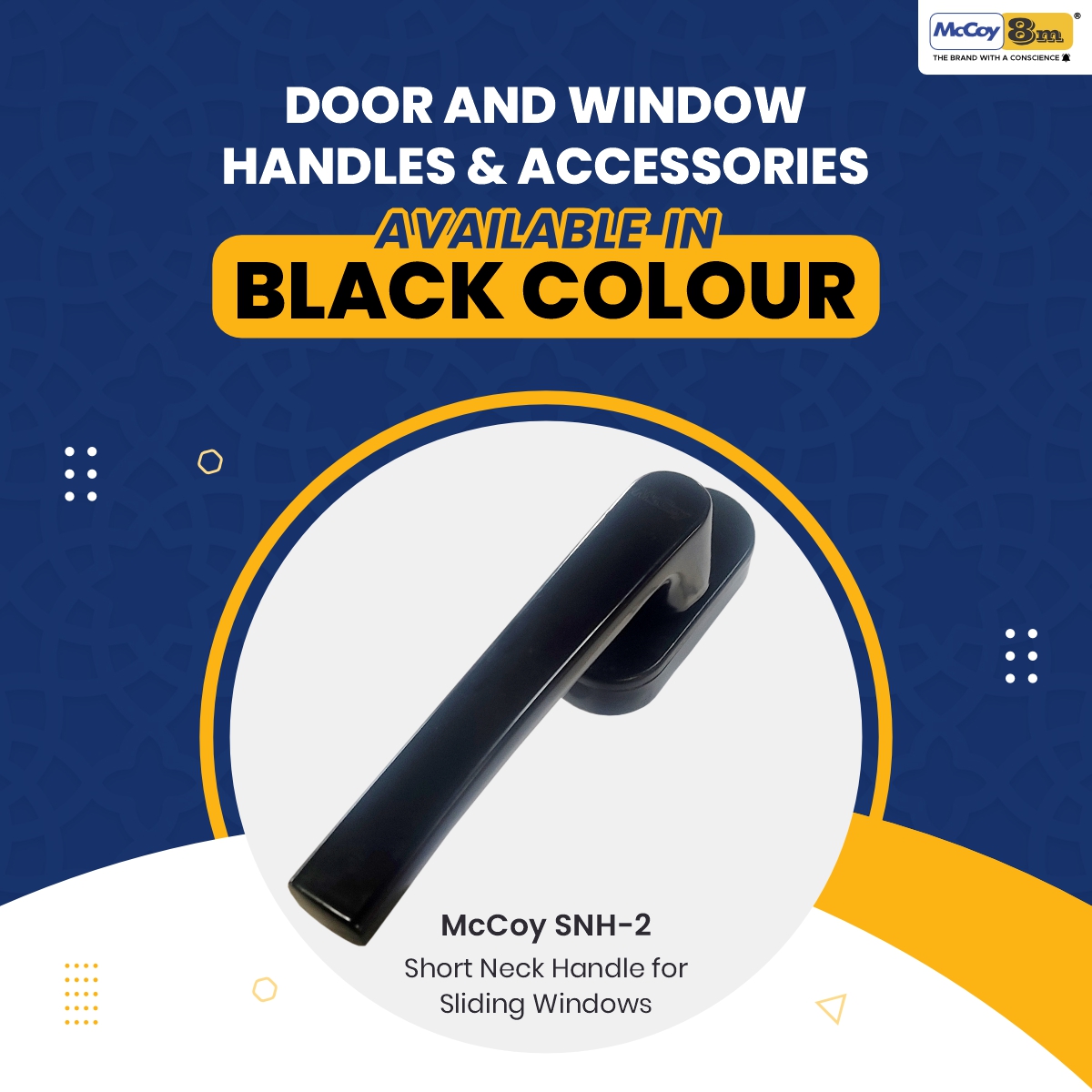 McCoy SNH-2 Handle: short neck #handle for #slidingwindows. It can be used as an option in #slidingdoors and #slidingwindows with the insect screen sash.
 
Features:
(1) Coating thickness – 90 µm.
(2) Base width – 28 mm.   
(3) Spindle length is 30 mm.
(4) Longer service life.