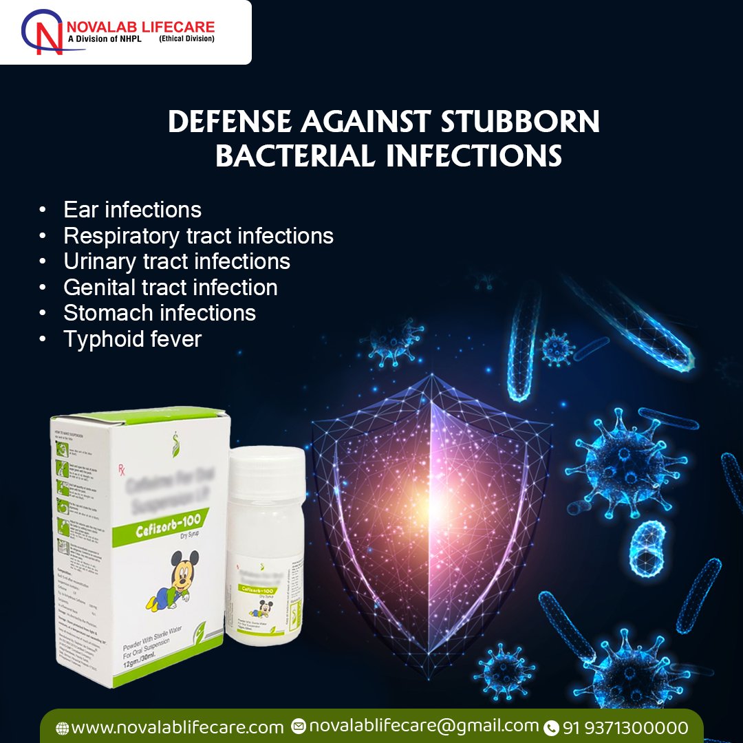 novalablifecare's tweet image. 👐Say goodbye to pesky bacterial infections with this 𝗖𝗲𝗳𝗶𝘇𝗼𝗿𝗯 𝟭𝟬𝟬 Dry Syrup!💪Just a few doses &amp;amp; you'll be feeling back to your normal self in no time. 😃 

Get In Touch:
 9371300000
#drysyrup #bacterialinfection #infectionfree  #Typhoid #healthcare #healthybody #care