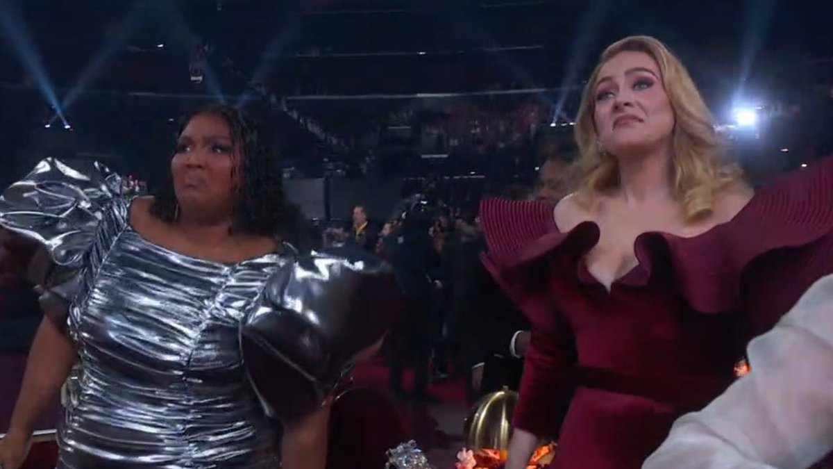 lizzo and adele’s reaction to beyonce losing album of the year is so real 😭 #GRAMMYs