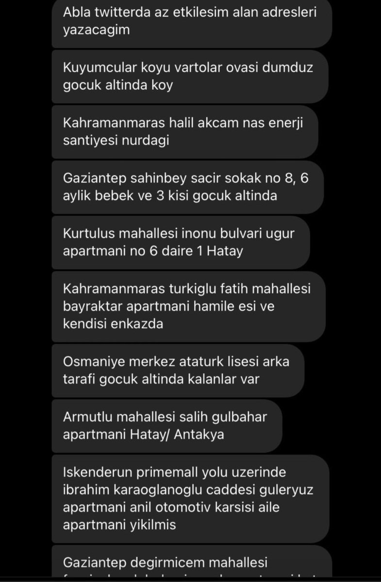 ahmetdmk54's tweet photo. Twitterda az etkileşim alan adresleri toplayan birinin mesajları yardımcı olalım bu adreslere de ulaşılsın #SONDAKIKA saat 04.17 #acil @ahbap @AFADBaskanlik #Kandilli https://t.co/jubsPYWwsn