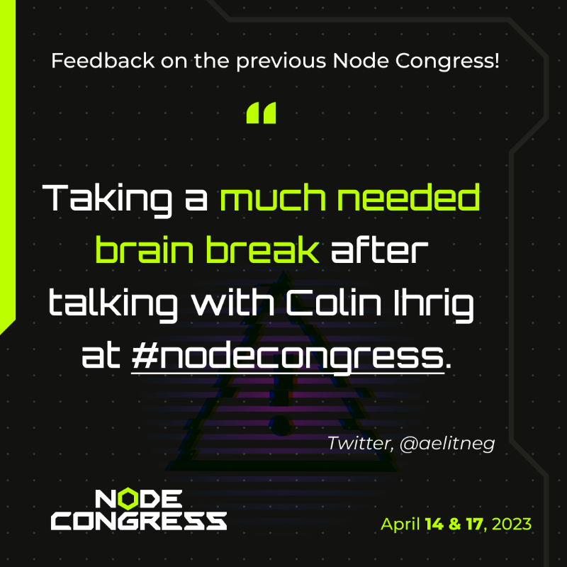 NodeCongress's tweet photo. Check out the buzz surrounding previous Node Congress! 💥

Attendees are enthusiastic about the challenging and thought-provoking sessions, networking with other tech enthusiasts, and being excited about the impressive lineup of speakers and the conference as a whole.