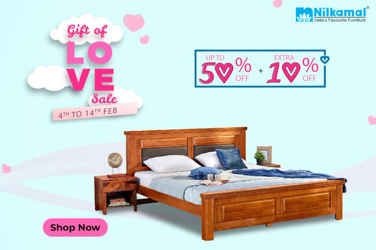 🎊𝑵𝒊𝒍𝒌𝒂𝒎𝒂𝒍 𝑮𝒊𝒇𝒕 𝑶𝒇 𝑳𝒐𝒗𝒆 𝑺𝒂𝒍𝒆🎊
Get Up to 50% OFF + Extra 10% OFF on Furniture😍
Shop Now👉bit.ly/3wYmTu8
#coupon #Nilkamal #NilkamalFurniture #valentinessale #offers #shoponlinenow #CouponMoto