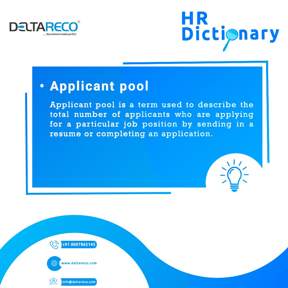 #hrdictionary: Enrich your HR knowledge with the HR Dictionary Word of the Week.

Word of the Week: 'Applicant Pool'

Visit our web: deltareco.com

 #glossary #dictionary #hrword #hrterms #dictionary #applicantpool #deltareco #hrglossary     #recruitmentagency