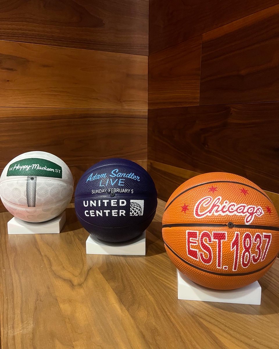 United Center (@unitedcenter) on Twitter photo Congrats on a great show here in Chicago, <a href="/AdamSandler/">Adam Sandler</a>!
Since the Sandman loves basketball, <a href="/AndreDrummond/">Andre Drummond</a> congratulated him backstage and we gifted him these three custom basketballs designed by <a href="/AstrotorfCustom/">Brad Torf</a>. π π₯ Congrats on a great show here in Chicago, <a href="/AdamSandler/">Adam Sandler</a>!
Since the Sandman loves basketball, <a href="/AndreDrummond/">Andre Drummond</a> congratulated him backstage and we gifted him these three custom basketballs designed by <a href="/AstrotorfCustom/">Brad Torf</a>. π π₯
