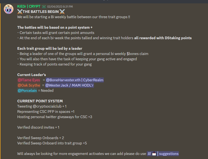 cryptsocialclub's tweet photo. Our #Traitgroups are doing amazing ❤️ 💀  

#Flame Eyes 
= 0.005 Eth for red eyes 
= 0.02 Eth for blue eyes

#OakScythe = .02 Eth

#Porcelain = .04 Eth 

JOIN YOUR GANG NOW !! 
OUR BATTLES BEGIN  ⚔│#traitbattles https://t.co/I8UxKMdqsc