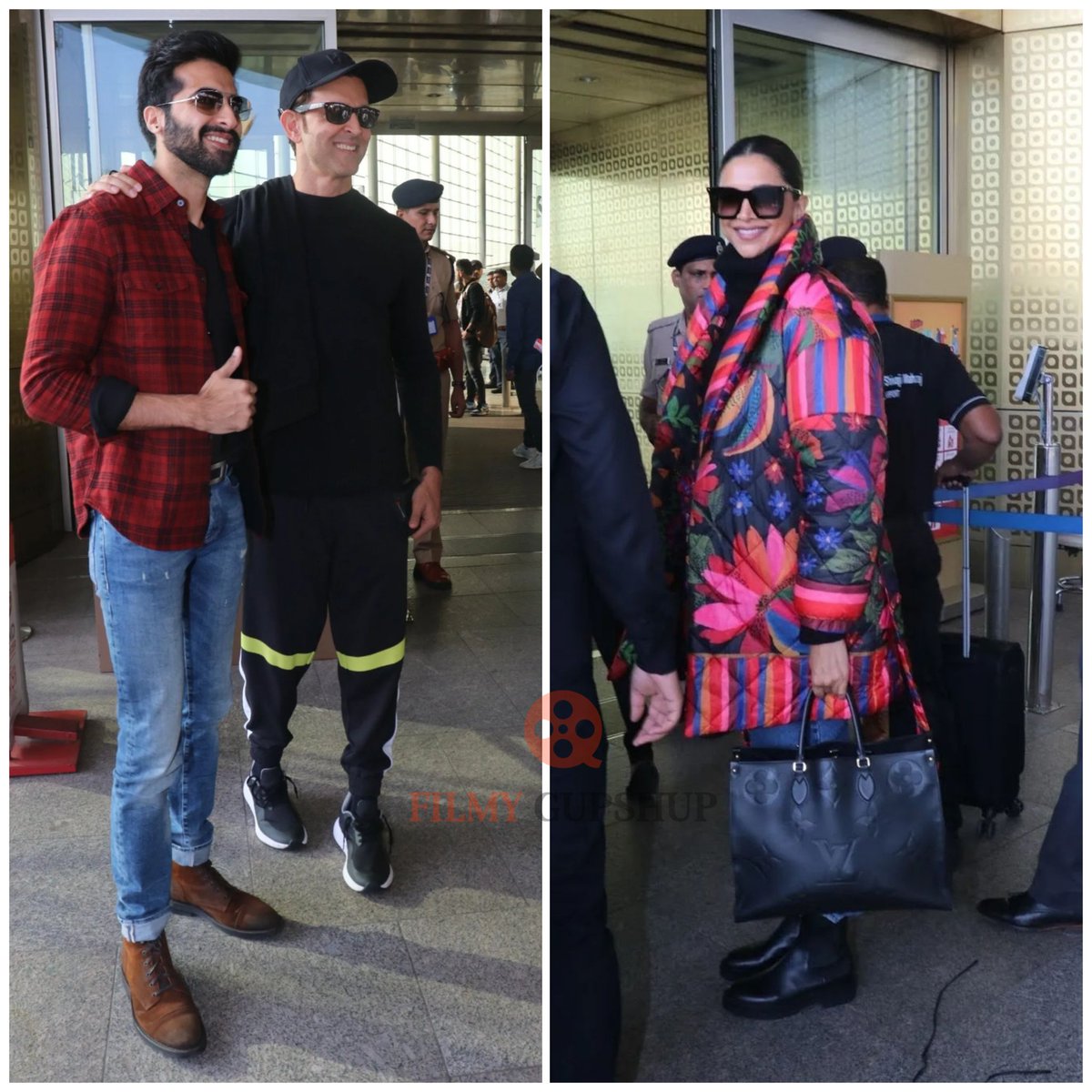 Fighter Co-stars Deepika Padukone, Hrithik Roshan and Akshay Oberoi spotted at the Airport 😎

#HrithikRoshan #DeepikaPadukone #AkshayOberoi #Fighter #Filmygupshup