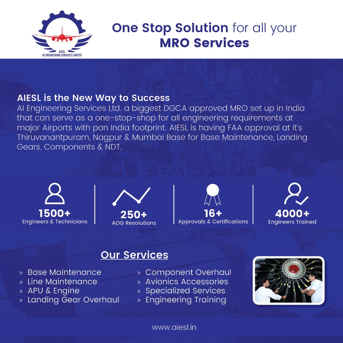 AIESL_MRO's tweet photo. Our #Facilities includes #HangerFacility, Line and #BaseMaintenance, #EngineOverhaul, Avionics Accessories shops and components shops, #StructuralRepairs, Cabin and seat Repair Facility, #LandingGear, Engineering Support Service and many #specializedservice.
#aiesl_mro https://t.co/xgArISPaTQ