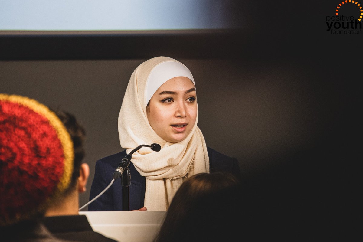 positiveyouthUK's tweet photo. “Ditch the labels and look at the person. We have the right to go to school, the right to have a life.” Maya Ghazal #UNHCR Ambassador, holding the room discussing her own experiences in facing education as a newly arrived young person. #pyffindingafuture https://t.co/kXtdlXSRKC