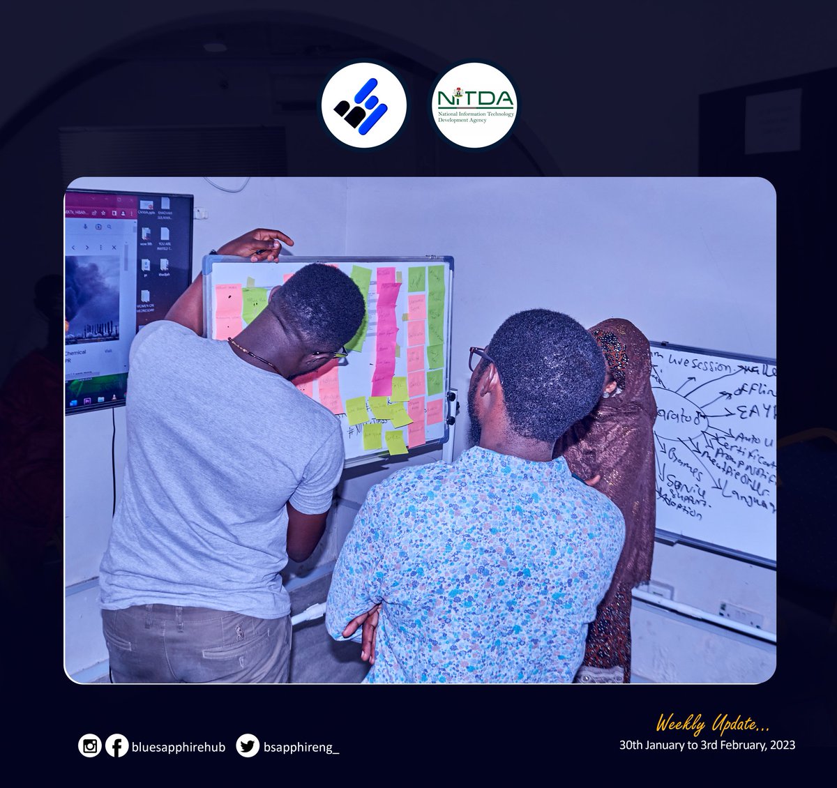 bluesapphirehub's tweet photo. TIESS WEEKLY UPDATE
Week: 30th Jan - 3rd Feb, 2023
Sessions Covered:
- Co-Creation
- Business Communication Skill
- Design Springs
- Down Time
#TIESS #startups #cohort #capacitybuilding #techguys #tech #technology #nitda #cocreation #communication #design #fun #empowerment https://t.co/uu5XpDzQrq