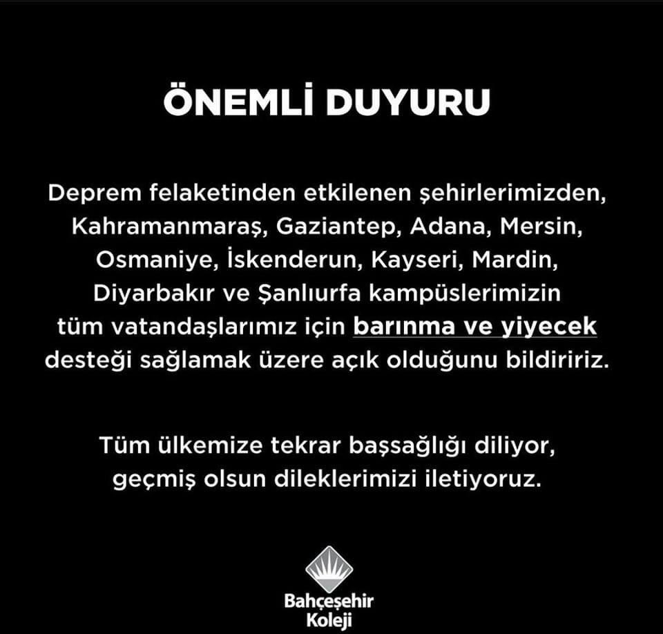 bgyetherr's tweet photo. Başakşehir kolejleri halka açıldı. 

#deprem 🚨🚨🚨 https://t.co/L6vp8oOpbH