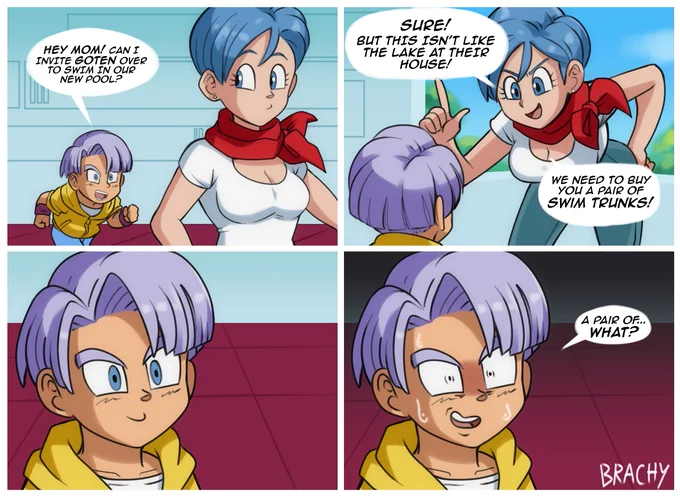 Trunks coming to a rather uncomfortable realization.

Art by @BrachyZoid 