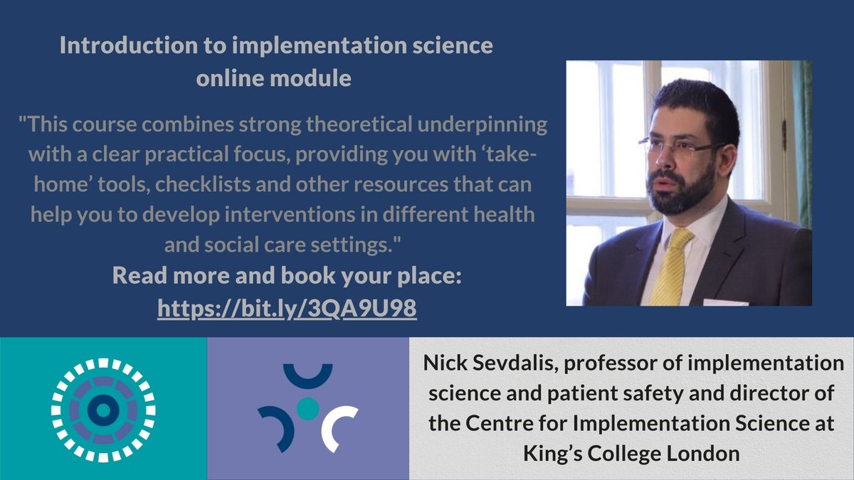 Want to find out more about implementation science? Booking now open for our Intro to #impsci online module. Read more &amp; book your place:
bit.ly/3Z5MEoH