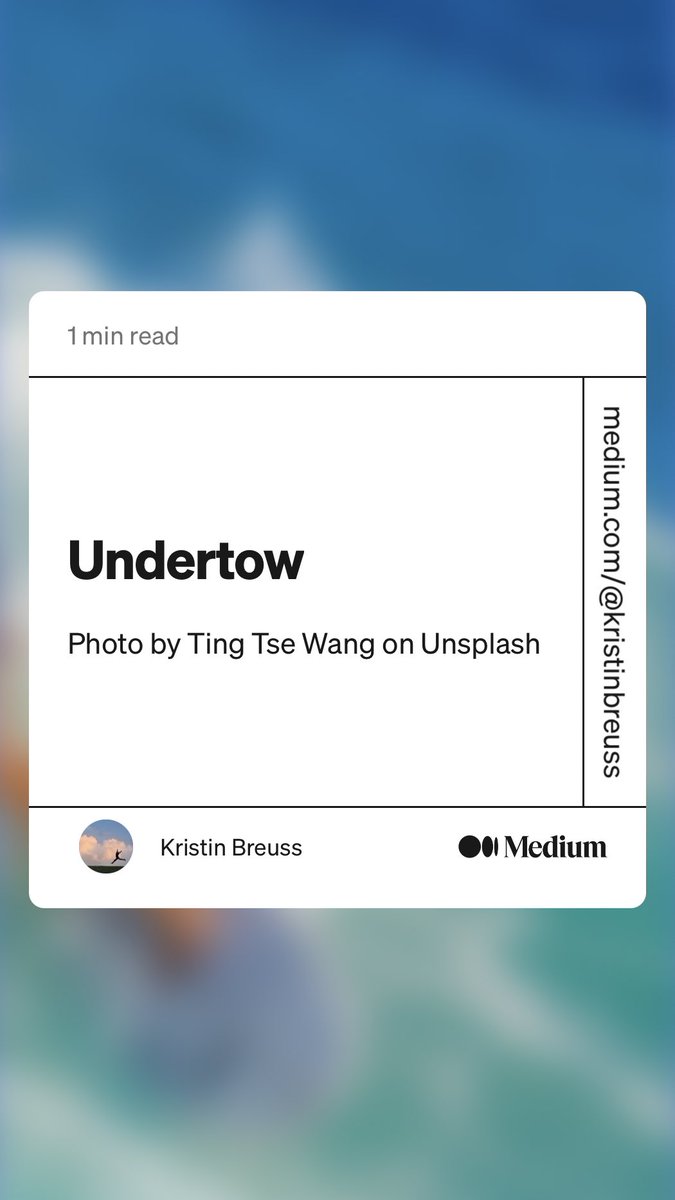 Klbreuss's tweet photo. Been writing some poetry while on sabbatical - check it out on Medium and ‘follow’ me if you can. Latest one here “Undertow” by Kristin Breuss
https://t.co/zvPA50CBpO https://t.co/UEpf3Eelmr