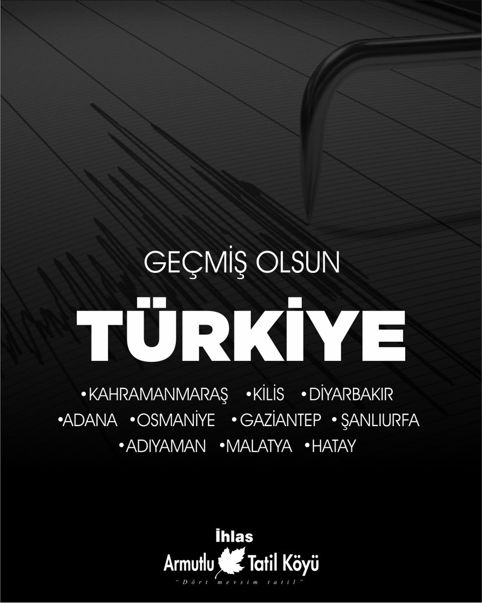 Merkez üssü Kahramanmaraş’ın Pazarcık ilçesinde meydana gelen ve çevre illerde de hissedilen depremde hayatını kaybedenlere Allah’tan rahmet, yaralanan ve depremden etkilenen tüm vatandaşlarımıza acil şifalar diliyoruz.
#deprem 
#depremde  
#GeçmişOlsun
