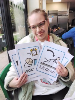 Megan has made some widget signs for next weeks makaton class at college, she really enjoying her workplace with staff 😁👍