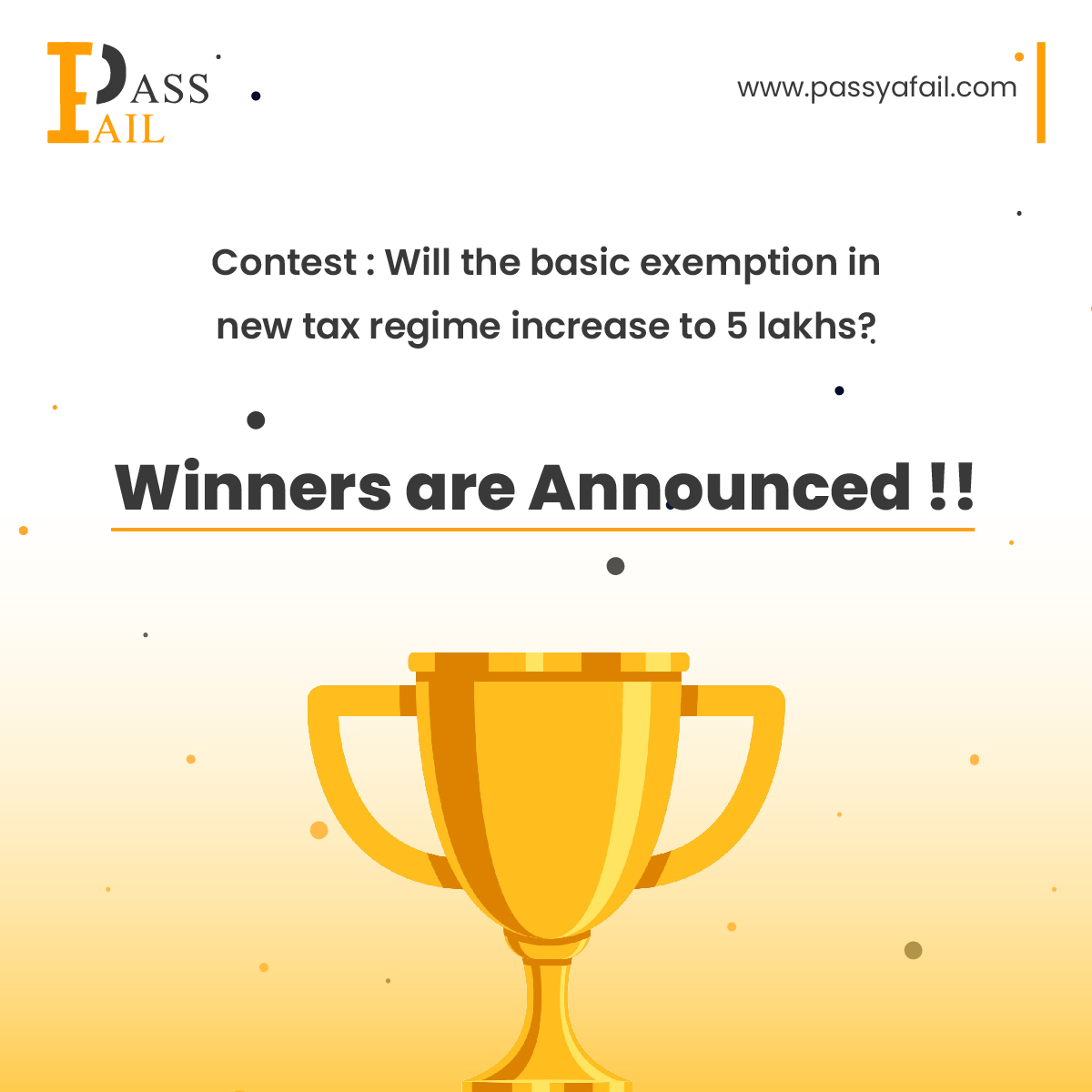 Team_Passyafail's tweet photo. #ResultAnnounced 

Thank you for your immense participation in our latest contests. Their results have been announced!

You can check out the results here - https://t.co/svcseAbgmX 
 
#PassYaFail #KeepPlayingKeepWinning https://t.co/ULvbC2rhCq