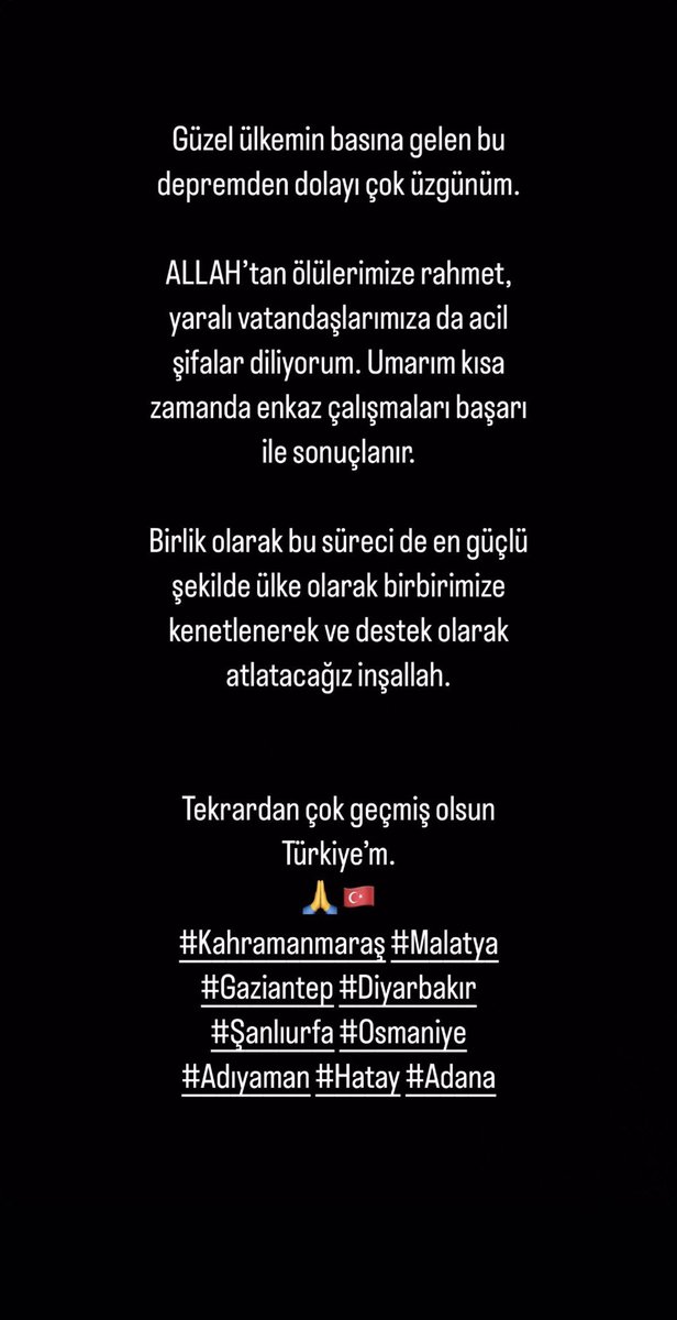 Merkez üssü Kahramanmaraş olan ve çevre illerimizin de etkilendiği depremde hayatını kaybeden vatandaşlarımıza Allah’tan rahmet, yakınlarına başsağlığı ve yaralılarımıza da acil şifalar dileriz. #deprem #Gaziantep #Hatay #MARAS #Turkey #earthquake #ACİL #AFAD