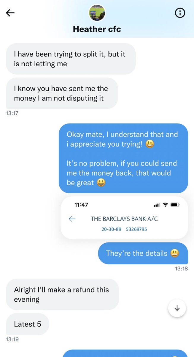 _ProperChelsea's tweet photo. £110 

The money isn’t the issue, it’s a Chelsea fan scamming another. 

Telling me he’s already spent my money on something else 😂

Little broke bum https://t.co/pQGP5o5sjg