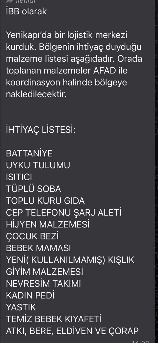ozynsl's tweet photo. @ibbhabercomtr # depremoldu #ihtiyaçlistesi https://t.co/ZKTxfxn4Bz