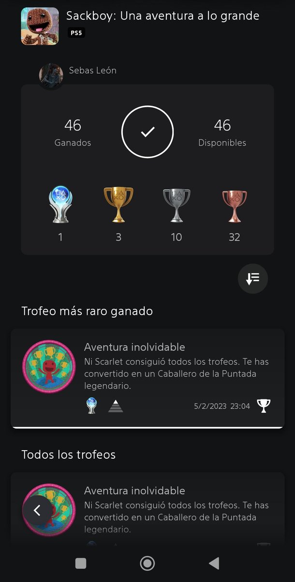 Sr_Sebas93's tweet photo. Platino #33
Muy sorprendido con este juego , muy disfrutable y más si lo juegas en buena compañía @CLnz13 ❤️
El trofeo de la carrera final un buen reto 🤣
@PlayStationES #sackboy #platinum #platino https://t.co/58OOPUQIbw
