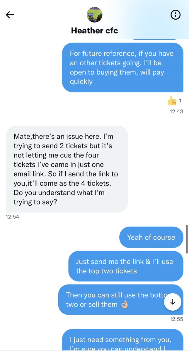 _ProperChelsea's tweet photo. Don’t not buy Chelsea tickets from this clown

@littcfc0514 

Yes, it’s my own fault for taking a chance buying them off twitter, I get that and own it. 

This is just me warning others out there! 

@Chelseasparetix @CFCSparesFV @CFCspares https://t.co/KZmjDz3bgf