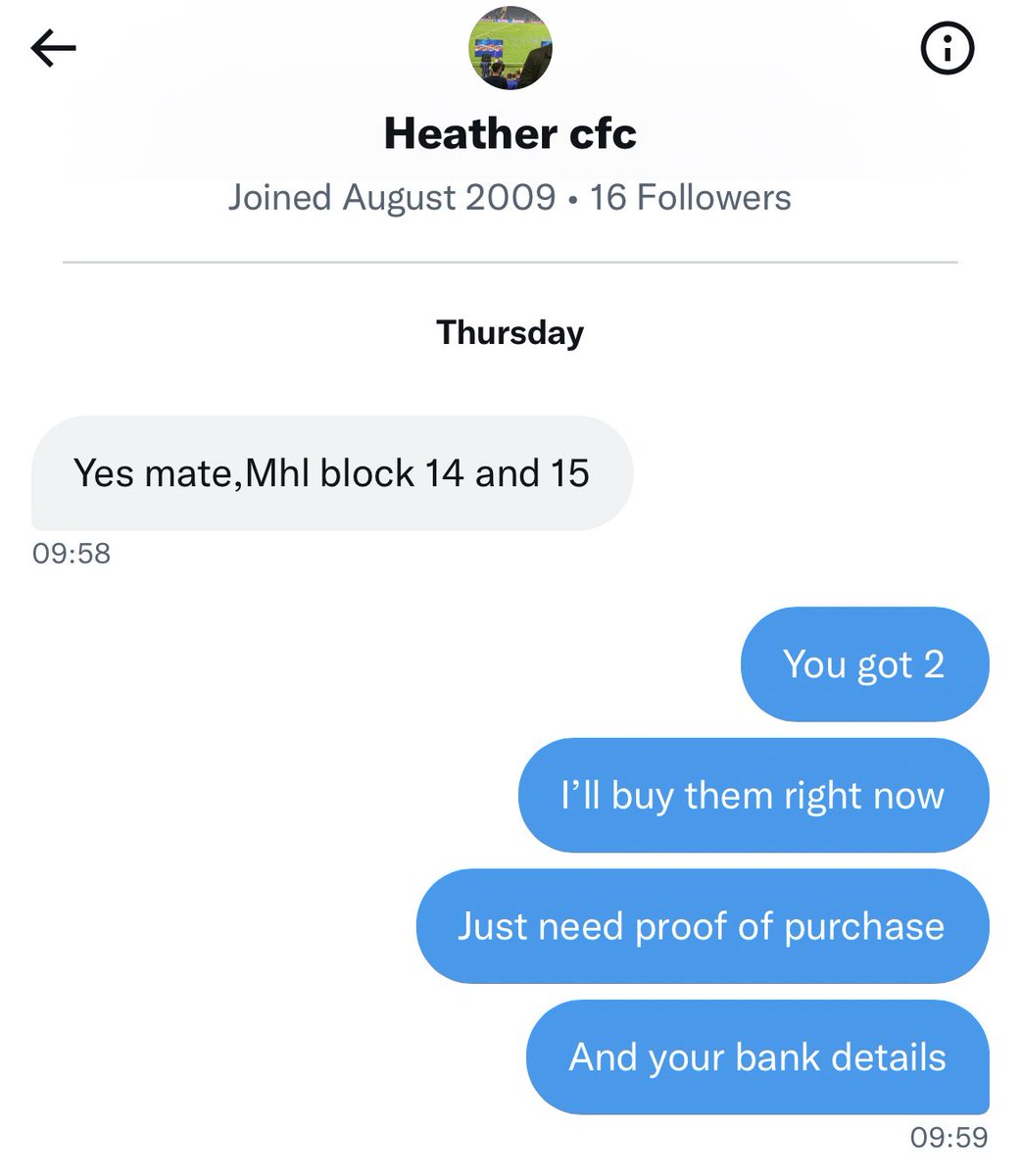 _ProperChelsea's tweet photo. Don’t not buy Chelsea tickets from this clown

@littcfc0514 

Yes, it’s my own fault for taking a chance buying them off twitter, I get that and own it. 

This is just me warning others out there! 

@Chelseasparetix @CFCSparesFV @CFCspares https://t.co/KZmjDz3bgf