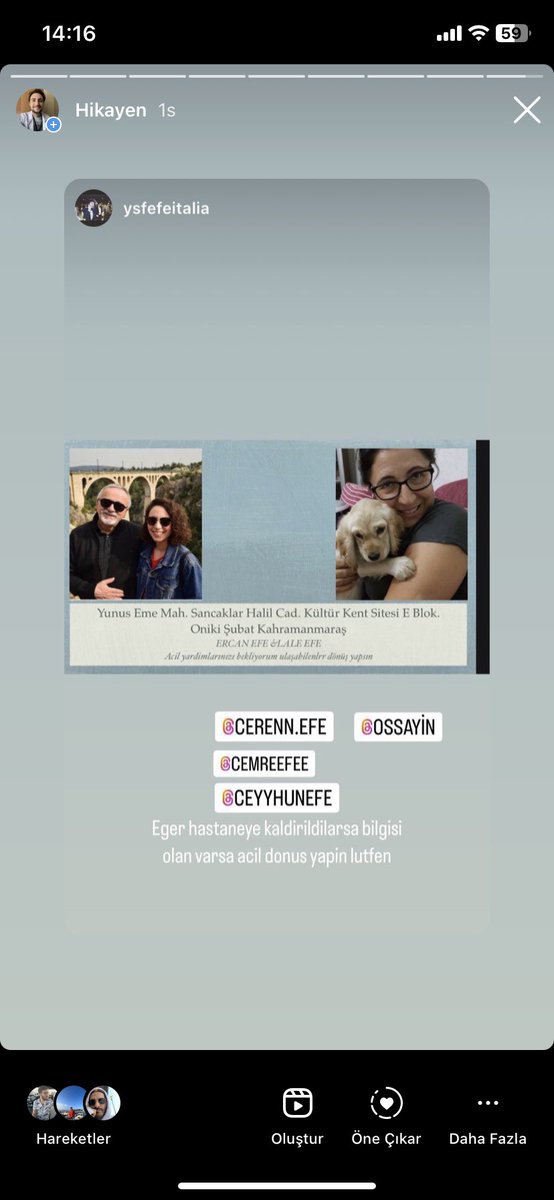 Annemle babam enkaz altında ulaşamıyoruz lütfen yardım