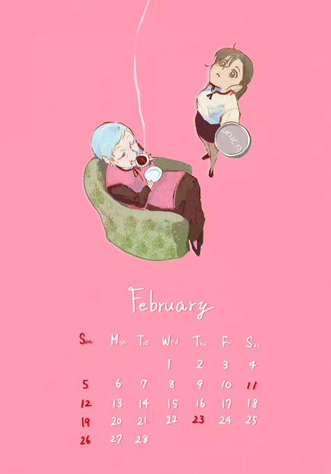 2月のマダムカレンダーです。
バレンタインをイメージしています🦄💖 