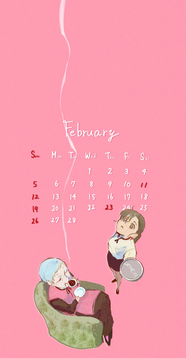 2月のマダムカレンダーです。
バレンタインをイメージしています🦄💖 