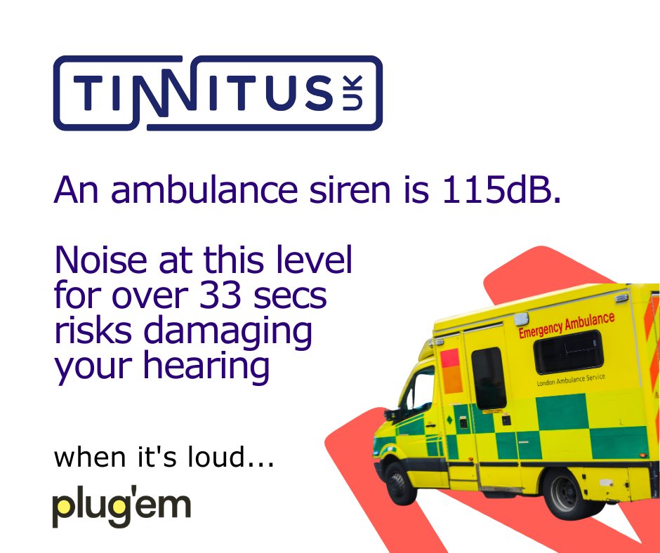 Did you know an ambulance siren is 115dB? Noise at this level for over 33 secs risks damaging your hearing - when it's loud, plug'em.

#TinnitusWeek #hearinghealthcare #nehab #tinnitushelp #protectyourears #hearwelllivewell