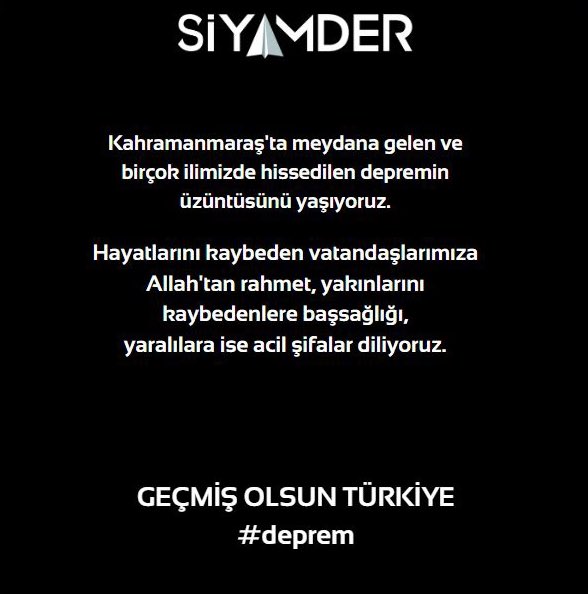 Kahramanmaraş’ta meydana gelen ve birçok ilimizde hissedilen depremin üzüntüsü yaşıyoruz. Hayatlarını kaybeden vatandaşlarımıza Allah’tan rahmet, yakınlarını kaybedenlere başsağlığı, yaralılara ise acil şifalar diliyoruz. Geçmiş olsun Türkiye.