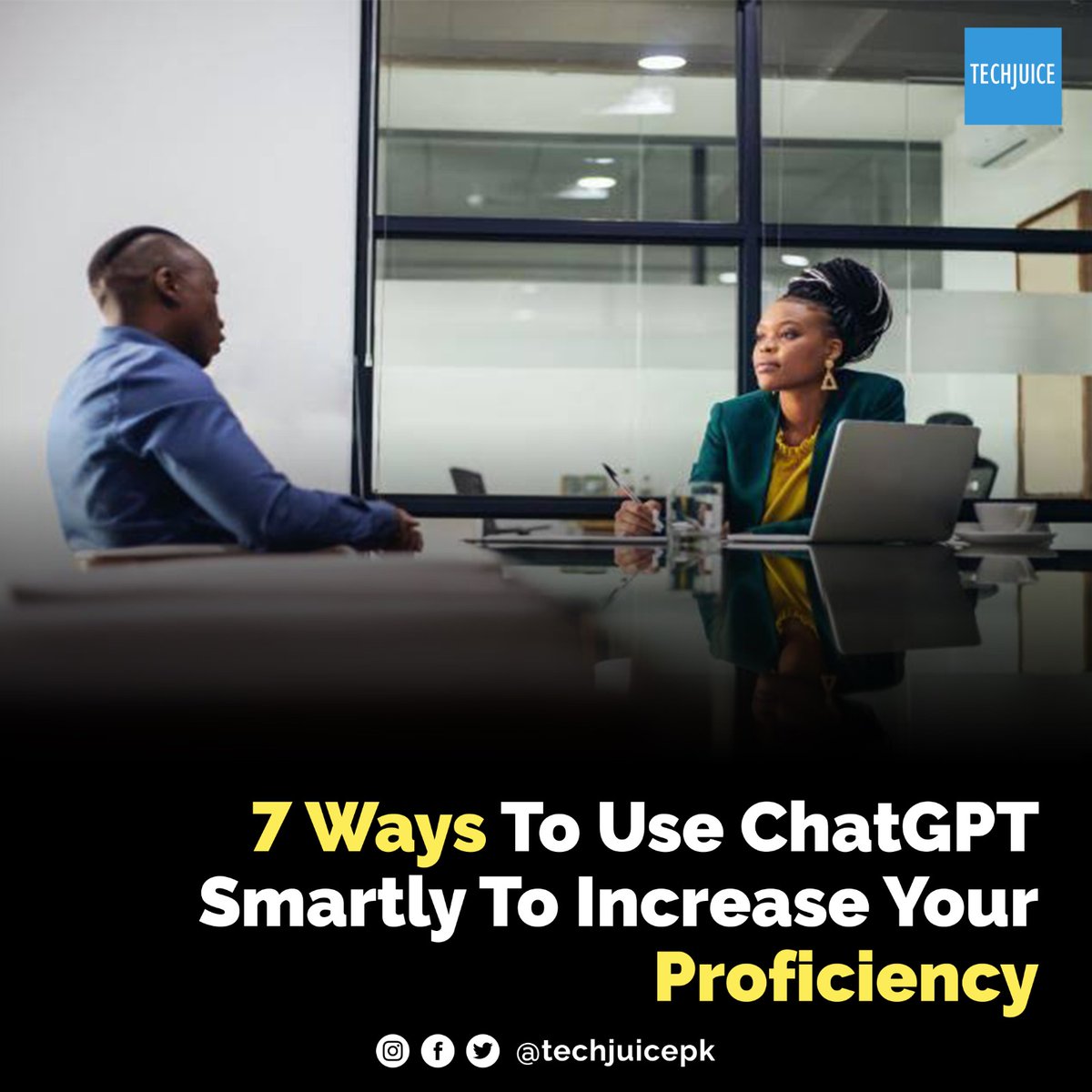 TechJuicePk's tweet image. ChatGPT is a fantastic tool to enhance your work productivity and make your tasks easier.
With its impressive functions, it gives workers a productivity boost
Read more: techjuice.pk/7-ways-to-use-…
#chatgpt #proficiency
