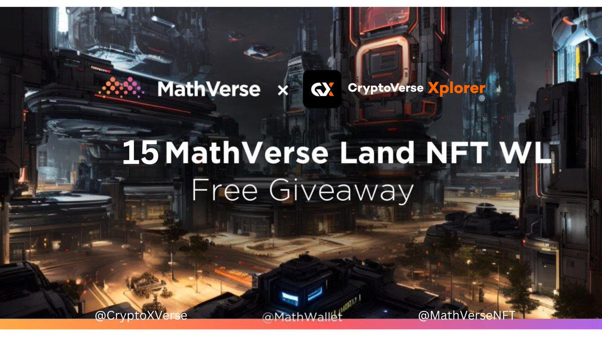 CryptoXVerse's tweet photo. CryptoVerse Xplorer x MathVerse Land NFT WLs Free giveaways!

✅To enter: 
- Follow @CryptoXverse &amp; @MathWallet
- Like &amp; RT &amp; @ 3 friends
- Complete: https://t.co/7Yapt3g77a

⏰End: 16:00 UTC 07/02

😎Powered by @Collectify_app

 #Giveaway #MathVerse https://t.co/LvekgzeCyS