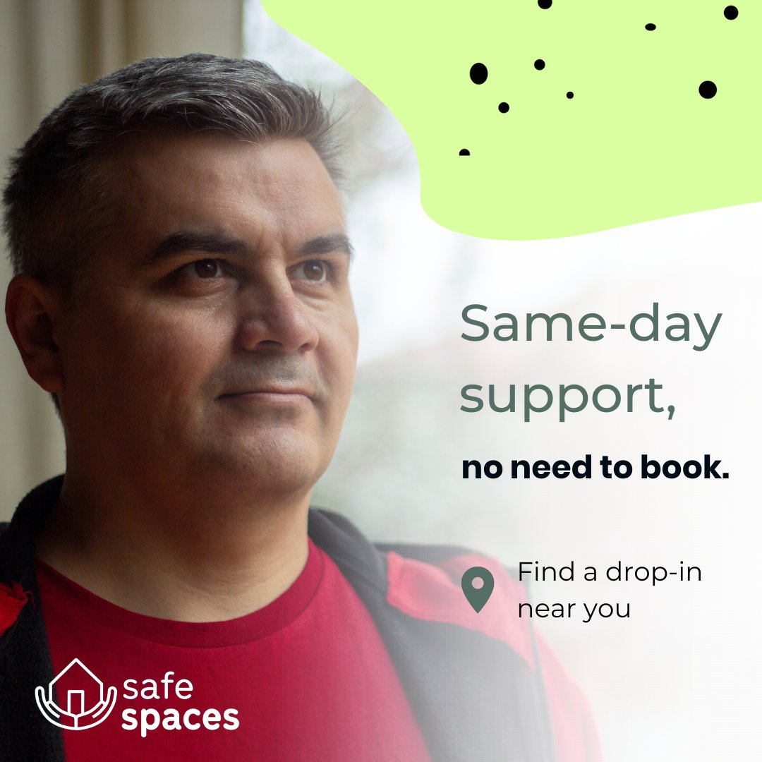 BDCMind's tweet photo. 👉 Looking for same-day emotional support?

New Safe Spaces drop-ins are now open across Bradford, Airedale, Wharfedale and Craven.

🏠 There is no need to book ahead - you can just turn up when you need to talk to someone. https://t.co/tPSOClh0mU