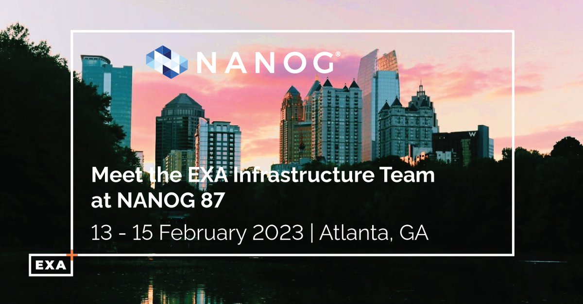 exainfra's tweet photo. The #EXAInfra team are excited to be attending @nanog next week. Existing to make growth effortless and scale sustainable - meet the team to find out more about Europe's largest digital infrastructure operator. Request a meeting: https://t.co/U0ILvlcAwL #EXALife #NANOG87 https://t.co/n5fFvWa9Ff