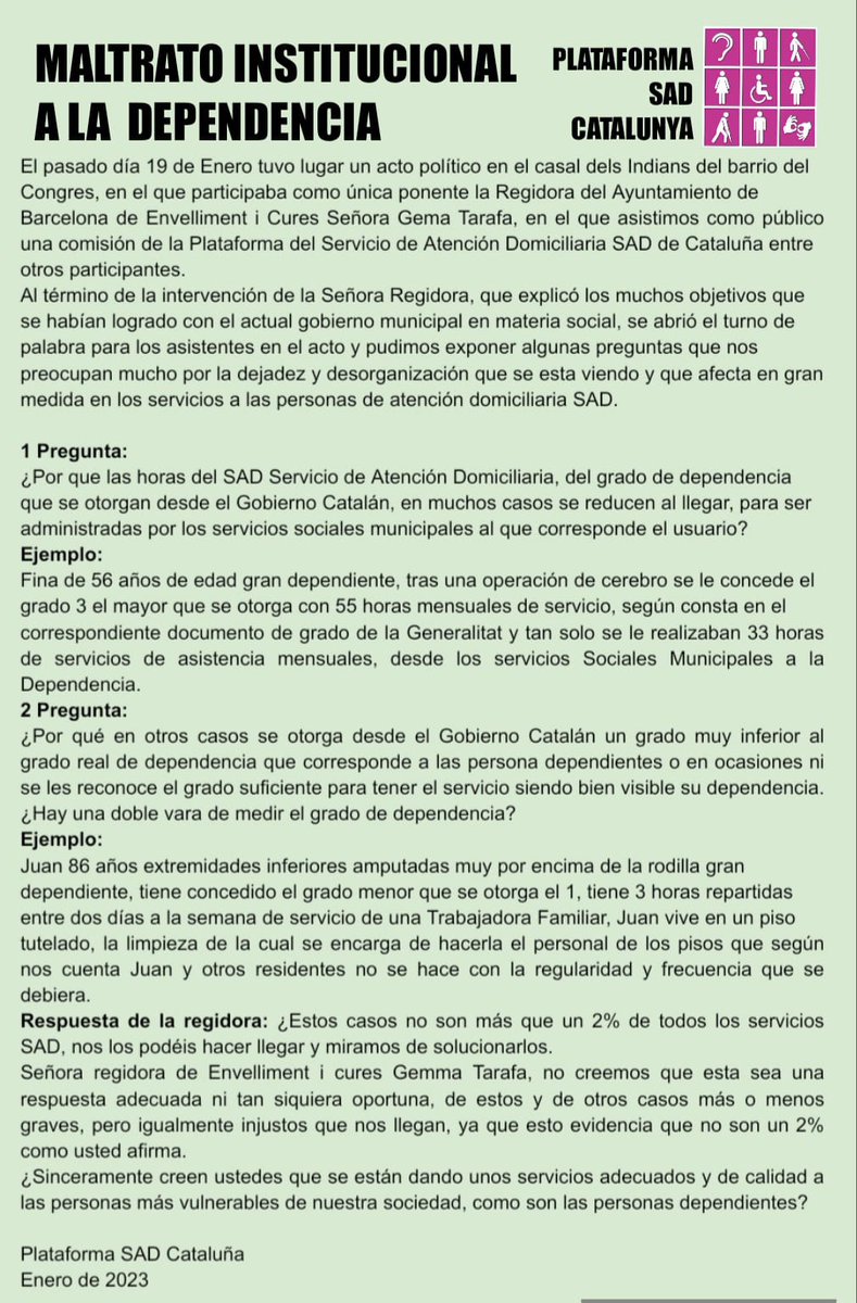 Denuncien maltractament institucional a les persones amb dependència