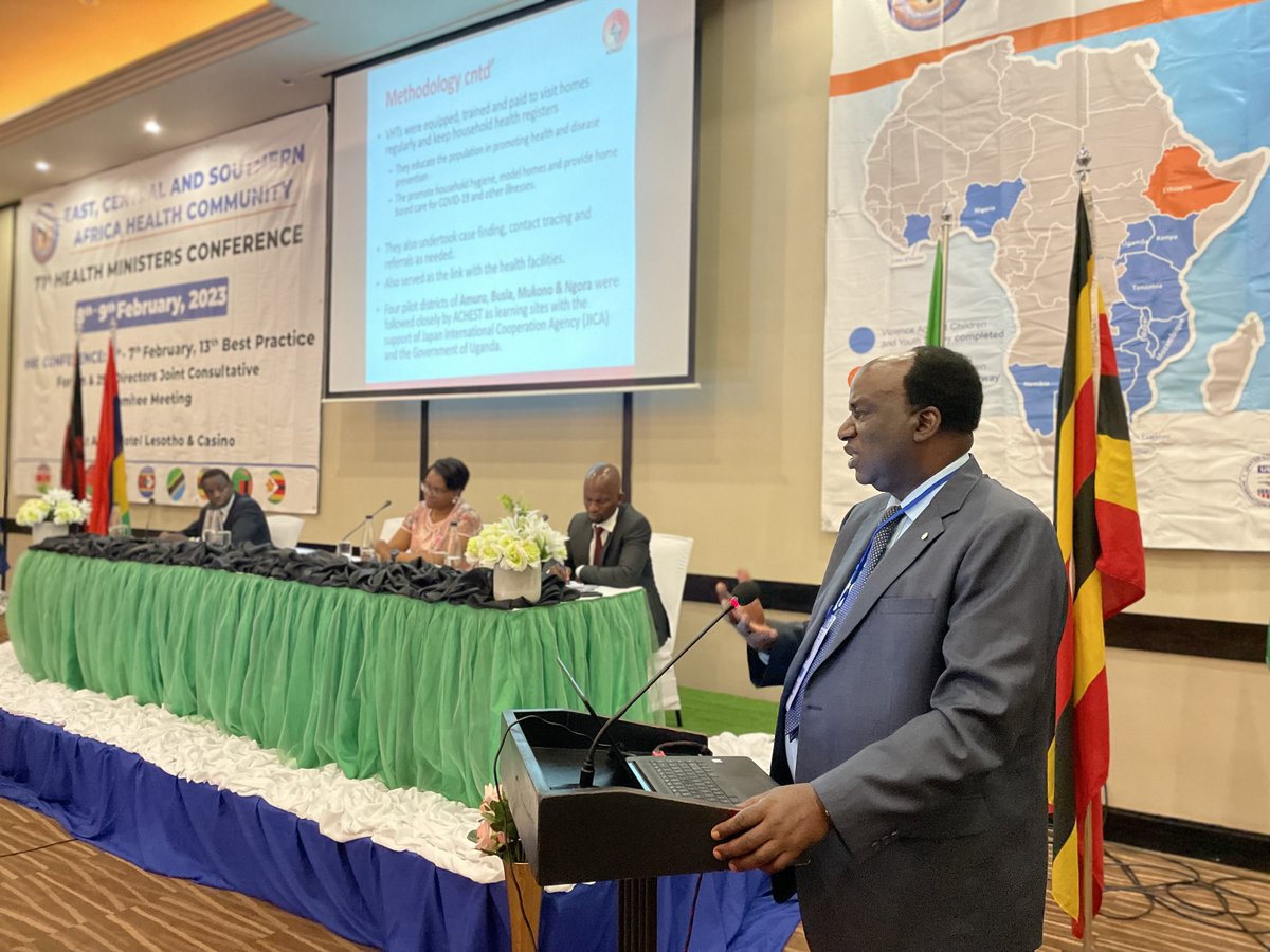 ECSA_HC's tweet photo. "Uganda's successful COVID-19 response highlights the power of Community Engagement. Village task forces led by local leaders ensured home-based care, increased trust, and improved health outcomes. #13thBestpracticesforum #13thBPF - Dr. David Okello" https://t.co/wPeULoU3Ji