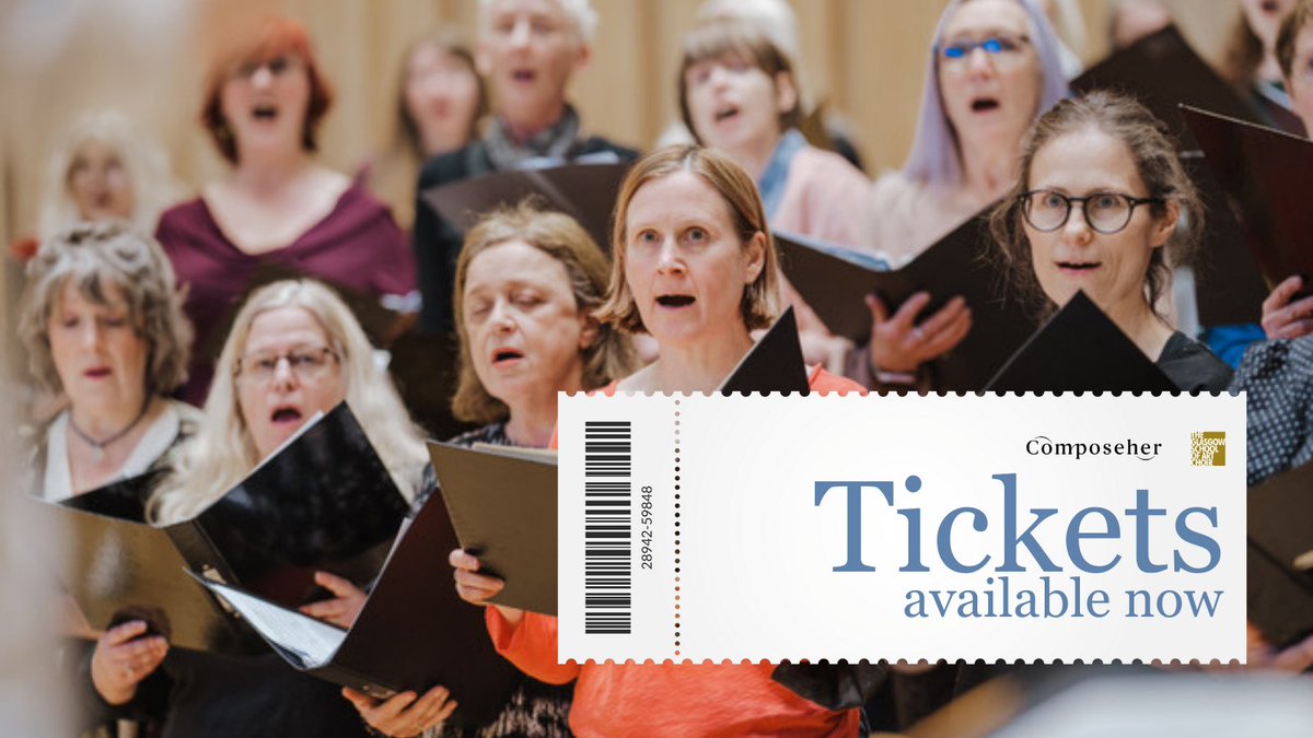 ComposeherUK's tweet image. We have incredible news: 
OUR TICKETS ARE ON SALE NOW! 

Join us 27th of May 2023 at Glasgow City Halls for the world premiere Composeher concert. The GSA Choir is  extremely excited to share the wonderful choral works from all 7 participating composers with YOU!