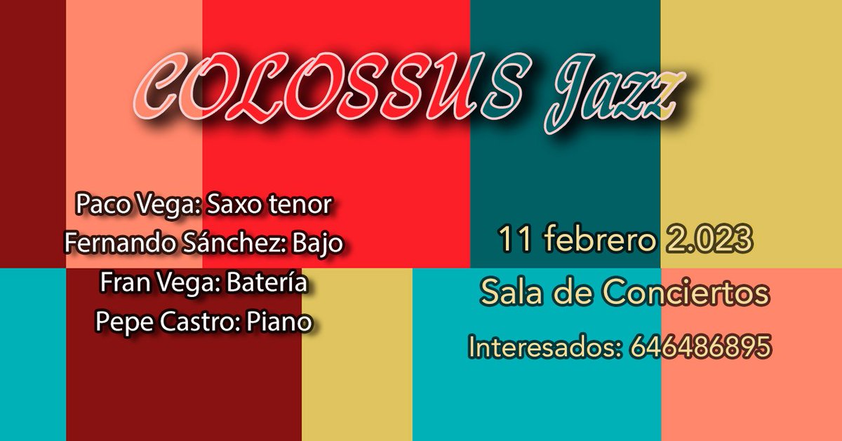 Rondajazz's tweet photo. Este mes contamos con "Colossus Jazz"

Lugar: Sala de conciertos de la Asociación
           Calle Guadalete, nº 10 (Ronda)
Hora: 23:00 Aprox.

Donativo 20,00€ por persona incluida barra libre durante el concierto.
  Interesados: 646486895
#JazzenRonda #conciertos #Ronda #Jazz https://t.co/Maeh0Scp5l
